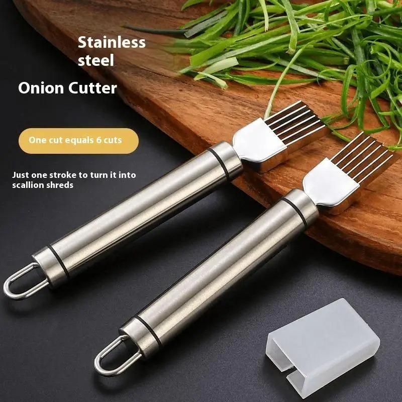 Stainless Steel Shred Silk The Knife Vegetable Garlic Cutter Food Speedy Chopper Green Onion Cutter Portable Kitchen Tool