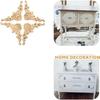 4pcs Natural Floral Wooden Figurines Crafts Wood Carved Corner Appliques Frame Wall Door Furniture Woodcarving Decorative