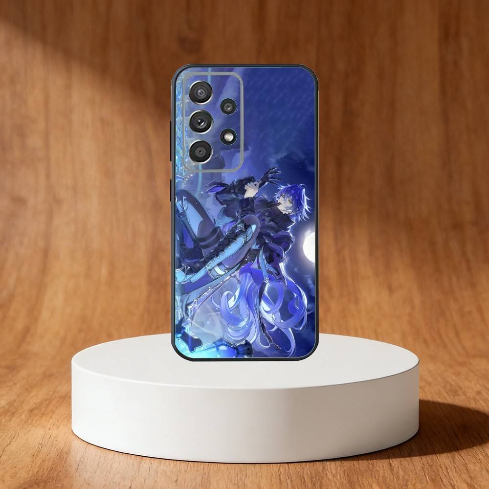Чехол для телефона Genshin Impact Флинс Для Samsung S25,S24,S21,S22,S23,S30,Ultra,S20,Plus,Fe,Note,10,9,5G Черный Чехол