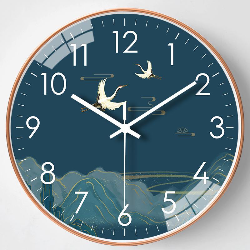 14-inch 35cm New Chinese Style Living Room Dining Bedroom Decoration Mute Clock Wall Decoration Wall Hanging Clock