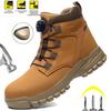 Men's/Women's Indestructible Work Shoes Steel Toe Water-Resistant Safety Boots, Light Weight Anti-Puncture with Rotary Button