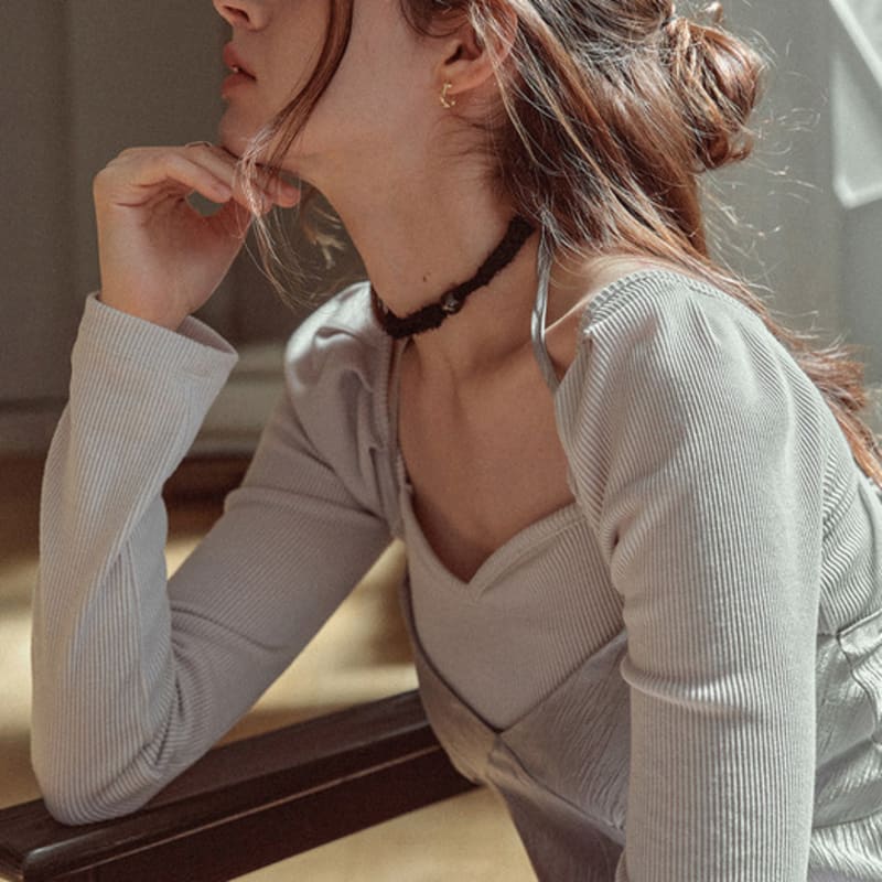 Шармизи [Ручная работа] Крючком шелковый чокер (черный)