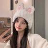 Elastic Rabbit Ear Beanies Solid Color Winter Outdoor Warm Cap Knitted Plush Hat  Autumn Winter