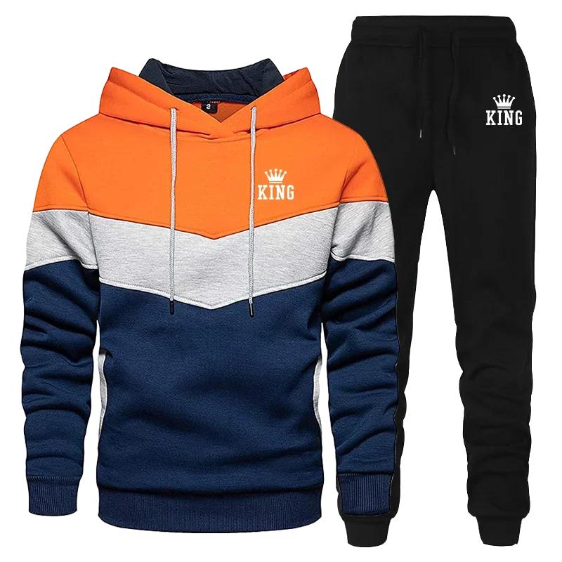Men's Tracksuit Running Casual Hoodies Sweatpants Two Piece Sets Winter Sports Suit Outdoor Sweatshirt Set Fashion Male Clothing