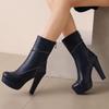 Женские ботильоны на высоком каблуке, осенне-зимние, водонепроницаемые, на толстой платформе, римские ботильоны большого размера в европейско-американском стиле