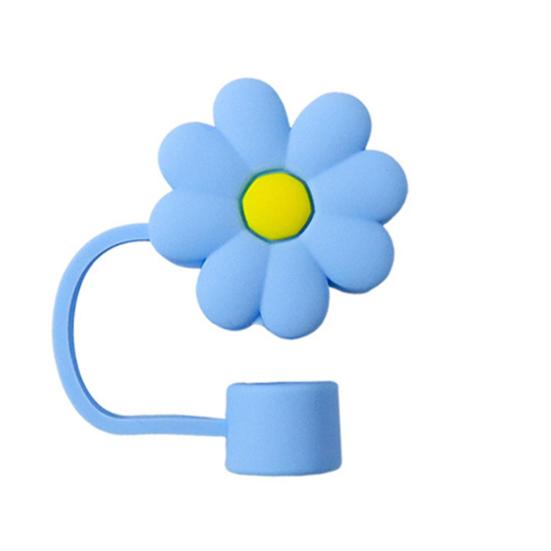 Silicone Straw Cap 10mm/0.4in Flower Shape Dust-Proof Insect-Proof Reusable Straw Tips Lids Funny Cartoon Tumbler Straw