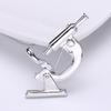 Creative Alloy Microscope Shape Brooch Glossy Surface Women Pin Suit Lapel Shawl Scarf Badge Gift Coat Clothing Accessories