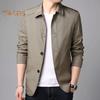 Мужская куртка с лацканами, длинным рукавом, застежкой-молнией, куртка с карманами, однотонная, весна-осень, повседневная куртка