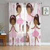 Ballet Girl Stars Bow Cute Pink White Tulle Sheer Curtains for Living Room Decor Window Curtain for Bedroom Voile Organza Drapes