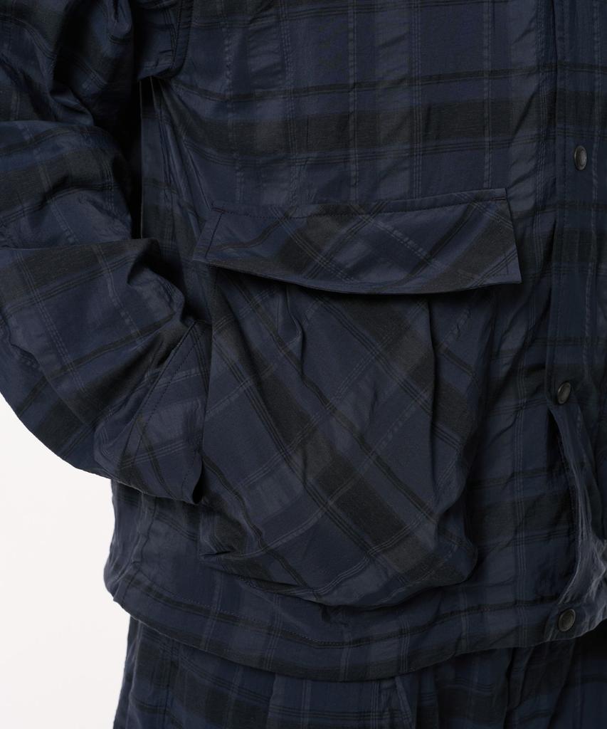Codemorph Shadow Check Linen Jacket Navy