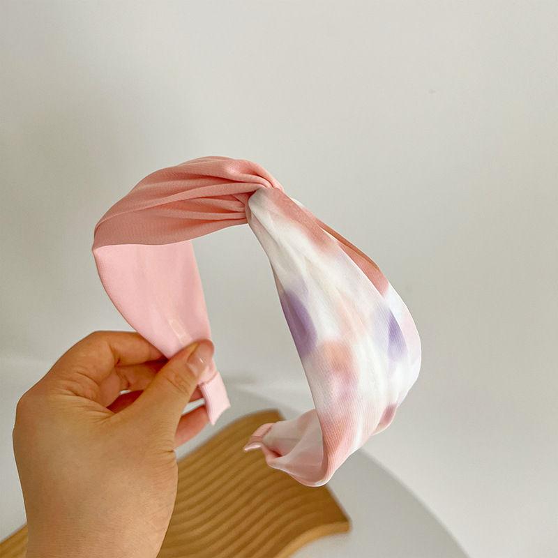 Cross Wide Simple Headdress Satin Chiffon Fabric Knotted Edge Headband Hair Accessories