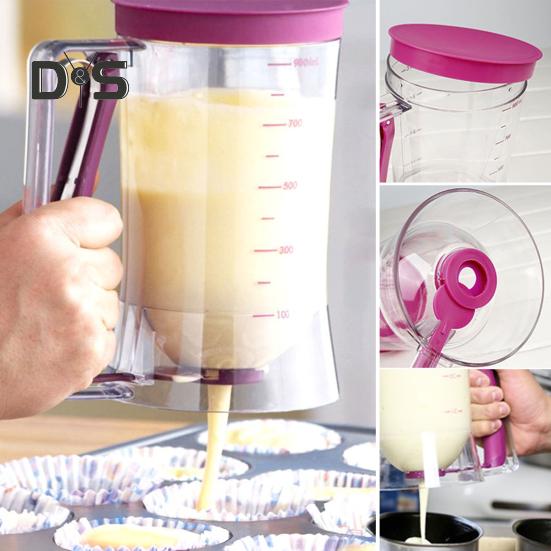 Диспенсер для теста для блинов, не содержащий бисфенол А, воронка для теста для кексов, блинница с мерной этикеткой, принадлежности для выпечки с удобным дозатором