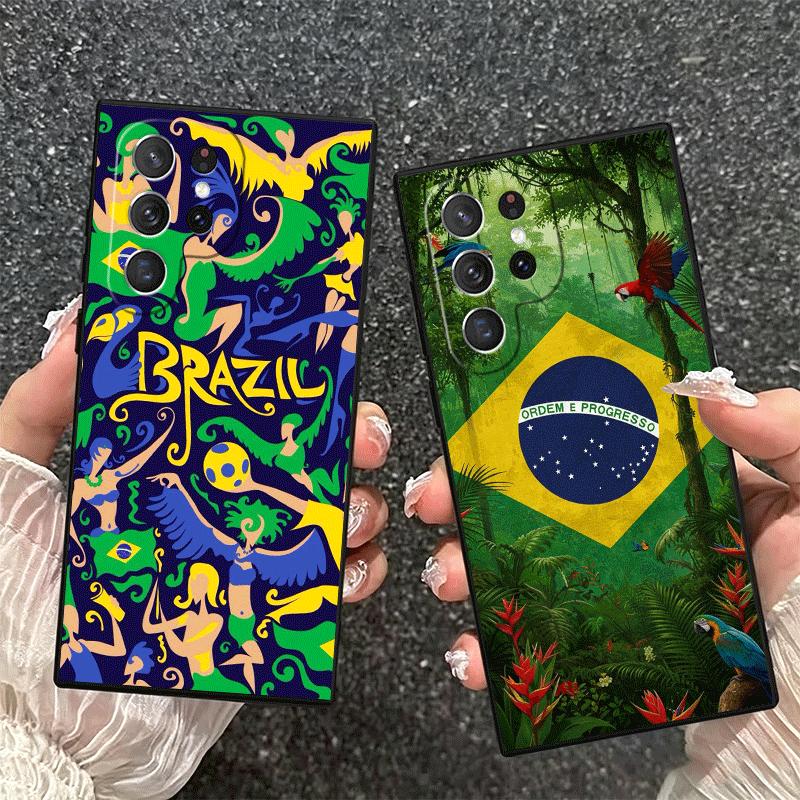 Brazil Brazilian Flag Soft Phone Case for Samsung Galaxy S26 S25 Edge S24 Ultra S23 Plus S22 S21 FE S20 Black Cover Back Shell