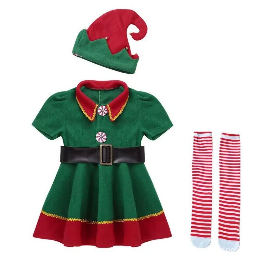 Kid Adult Christmas Elf Costume 2024 Cosplay Clothing New Year Family Matching Outfits