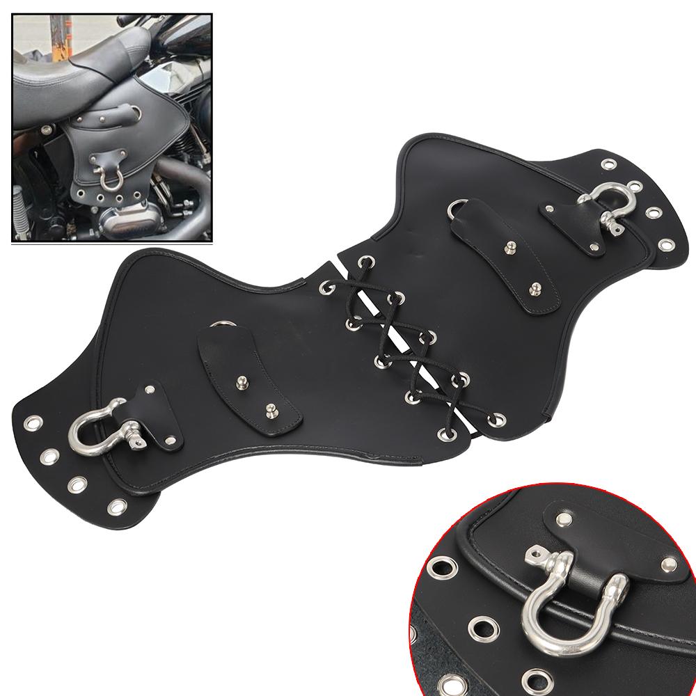 For Harley Touring Softail Dyna Sportster XL Kawasaki Yamaha Honda Motorcycle Universal Heat Saddle Shield Deflectors PU Leather