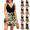 Женская мода повседневные платья с V-образным вырезом и бретелями без рукавов с цветочным принтом