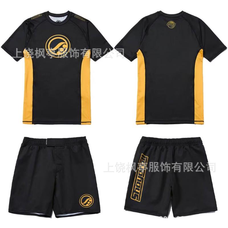 Mens Wrestling Sport Short Sleeve T-Shirt Shorts Set Training Youth Athletic Wear