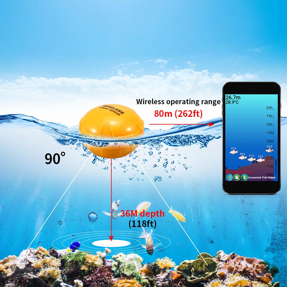 2025 New Portable 36M/118ft Depth Wireless Remote Fish Finder Sonar Sensor Sea Lake Fish Detector Echo Sounder Pesca Tackle
