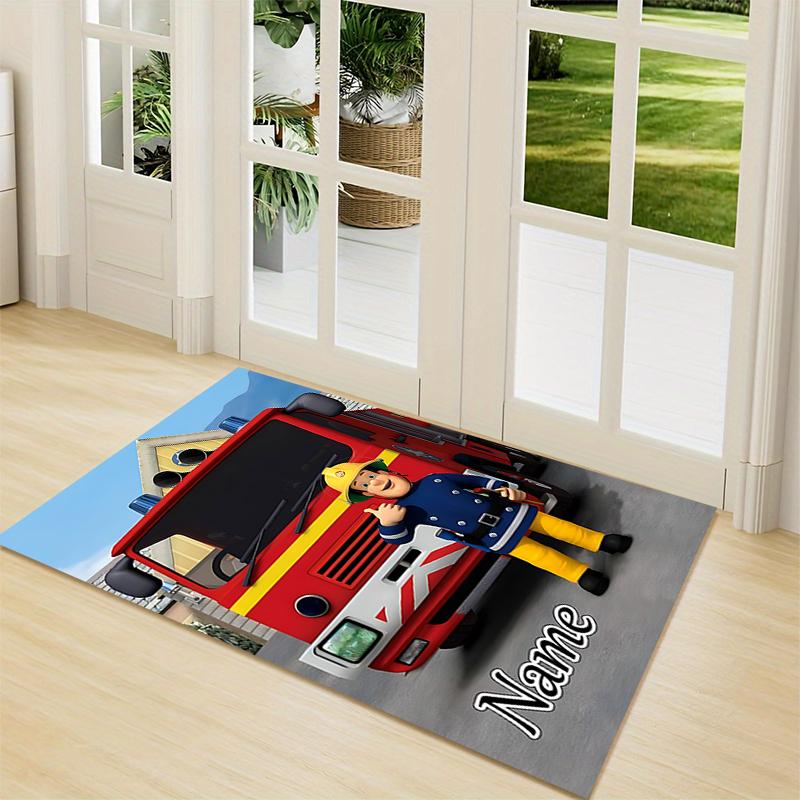 Custom Name Fireman Sam's Adventure Carpet Rug Customizable Soft Washable Anti-Slip Home Living Room Sofa Mats Personalized Rug. 0909274