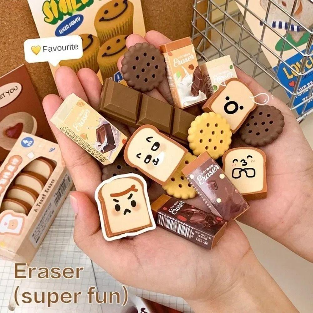 Cartoon Fun Snack Eraser Students Stationery Eraser NEW Chocolate Shape Eraser