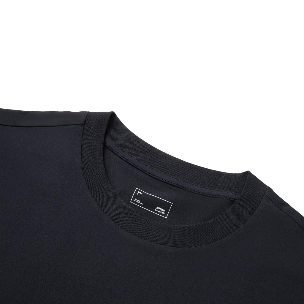 Li Ning Спортивная серия Тренд Буква Круглый вырез Дышащая Универсальная Свободная Футболка с коротким рукавом Унисекс Топы Темно-темно-синий AHSV201-3