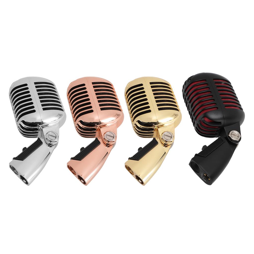 Classic Vintage Microphone Self Tensioning Swivel Rack Retro Dynamic Microphone Die Casting Shell High Signal Output for Speech for Stage Performance