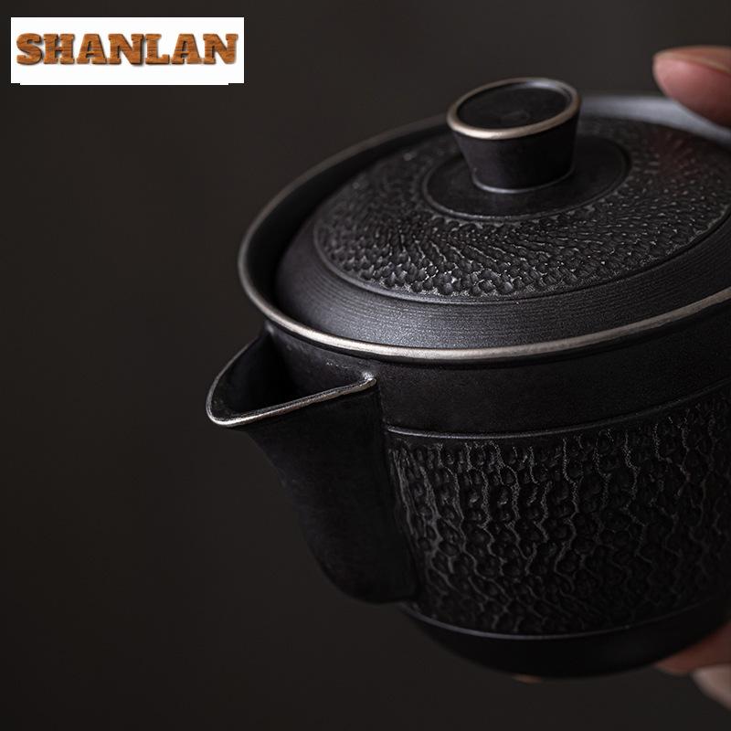 Ручной складной нож Портативный дорожный набор для чаепития 1 чайник 3 чашки Приготовление чая Дзен Набор для черного чая Кожаные мешочки для хранения Аксессуары Подарок