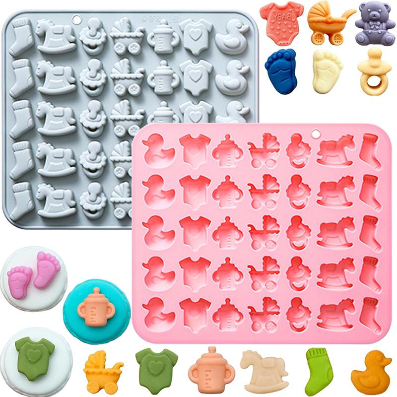 Форма для шоколада для детского праздника, силиконовая форма на детскую тематику для конфет, мармелада, детское боди, детская бутылочка, форма для выпечки в виде соски