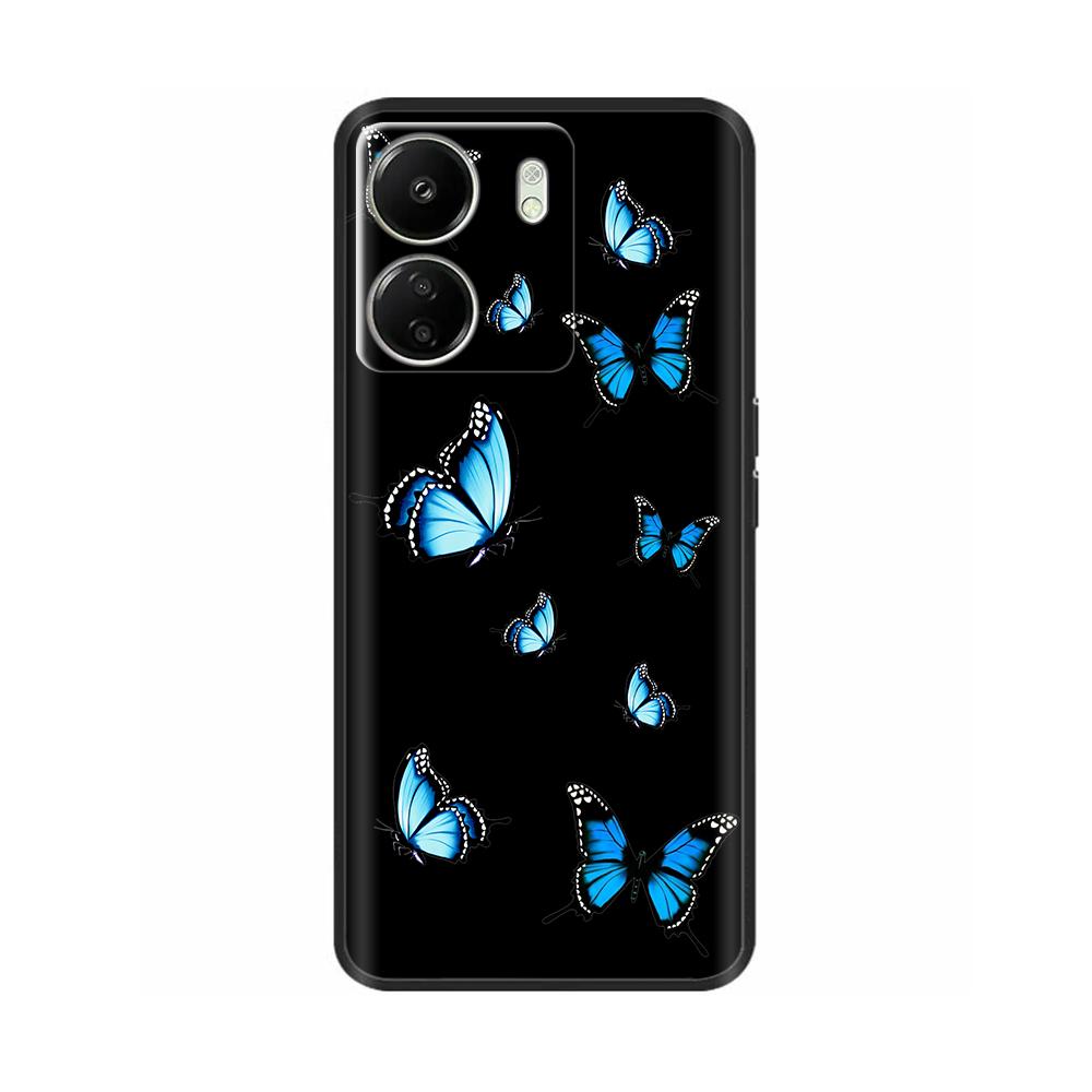 Чехол для Xiaomi Poco C65 Милый Роскошный Расписной Задний Чехол Мягкий Черный Силиконовый Чехол для Телефона Для Xiaomi Poco C65 PocoC65 Fundas Бампер