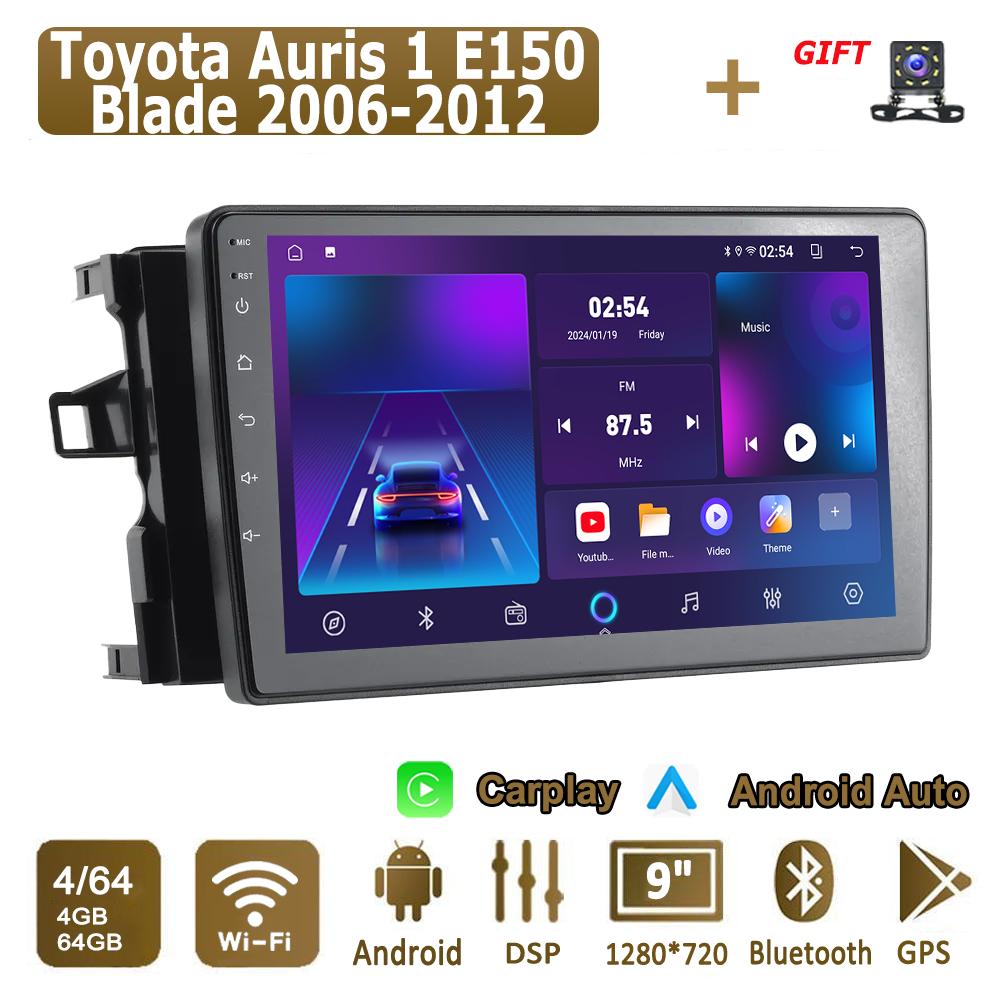 Android Carplay автомобильное радио для Toyota Auris 1 E150 Blade 2006-2012 мультимедийный проигрыватель головное устройство стерео GPS навигация BT WIFI 4+64 ГБ
