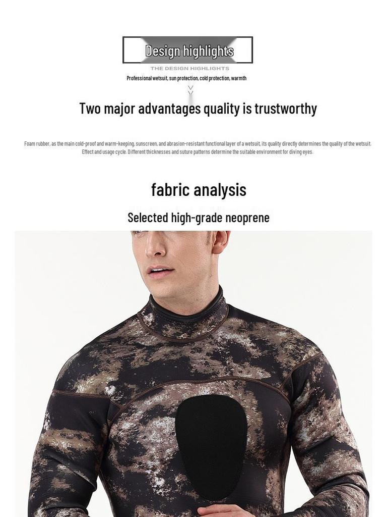 3MM Camouflage Neoprene One-Piece Wetsuit for Surfing & Diving