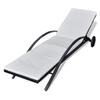 VidaXL Chaise Longue with Cushion and Wheels Wicker Resin Black