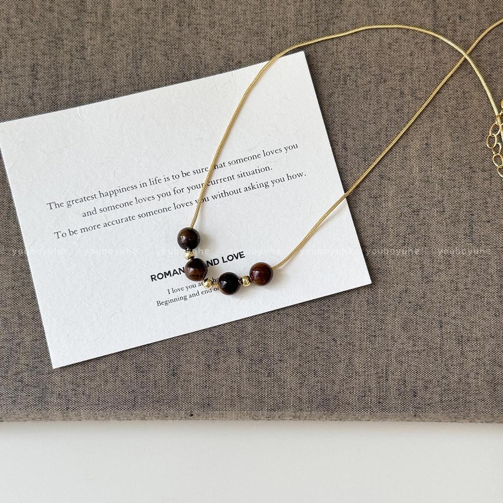 Korean-Style Tiger Eye Stone Layered Necklace: Women's Luxury Sweater Chain, Niche Exquisite Accessory