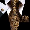 Hi-Tie Fashion Mens Wine-Red Paisley Necktie Hanky Cufflinks for Business Wedding