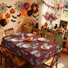 2D Flat 1pc Tablecloth, Red Rose and Gray-white Skull Repeating Pattern Tablecloth, Suitable for Restaurant Table Setting, Kitchen Countertop Decorati