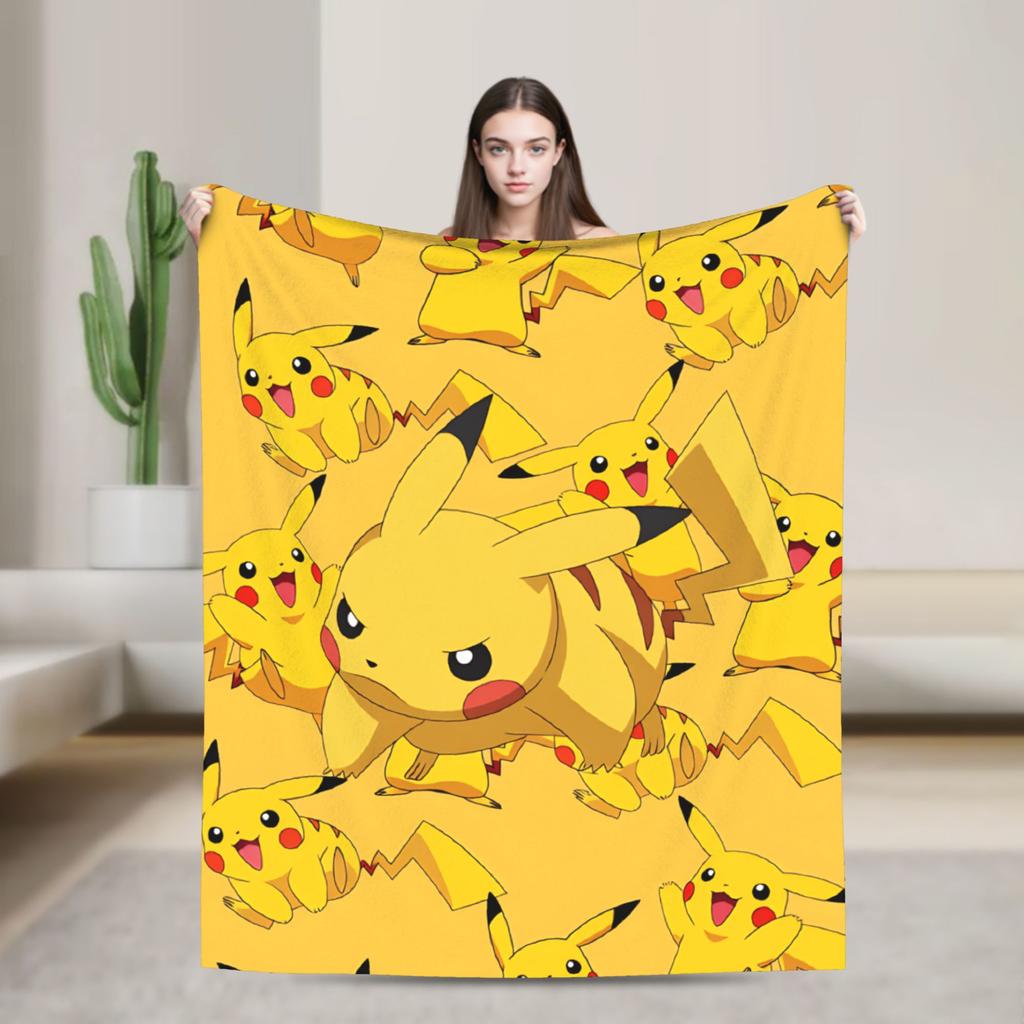 Pikachu Super Soft Blanket Children Plush Bedding Throws Novelty Couch Chair Flannel Bedspread Sofa Bed Cover