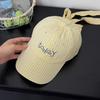 Embroidered Letter Baseball Cap Striped Design Sweet Bow Tie Sports Hat Bow Ribbon Design Cotton Material Embroidered Letter Cap