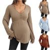 Женская повседневная удобная футболка с V-образным вырезом, цветная, с длинным рукавом, для беременных
