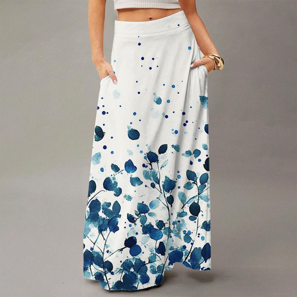 Женское летящее платье макси обычное повседневное летнее с цветочным принтом в богемном стиле юбка