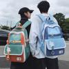 Winter New Contrasting Color Backpack Large Capacity Lightweight Fashion Burden Reduction Versatile School Bag Design Sense Student Backpack