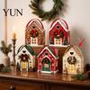 Festive Cabin Packaging Christmas Wonderland Cottage Gift Box, House Shaped Paper Treat Boxes, Holiday Snack Storage Boxes Holder with Handle