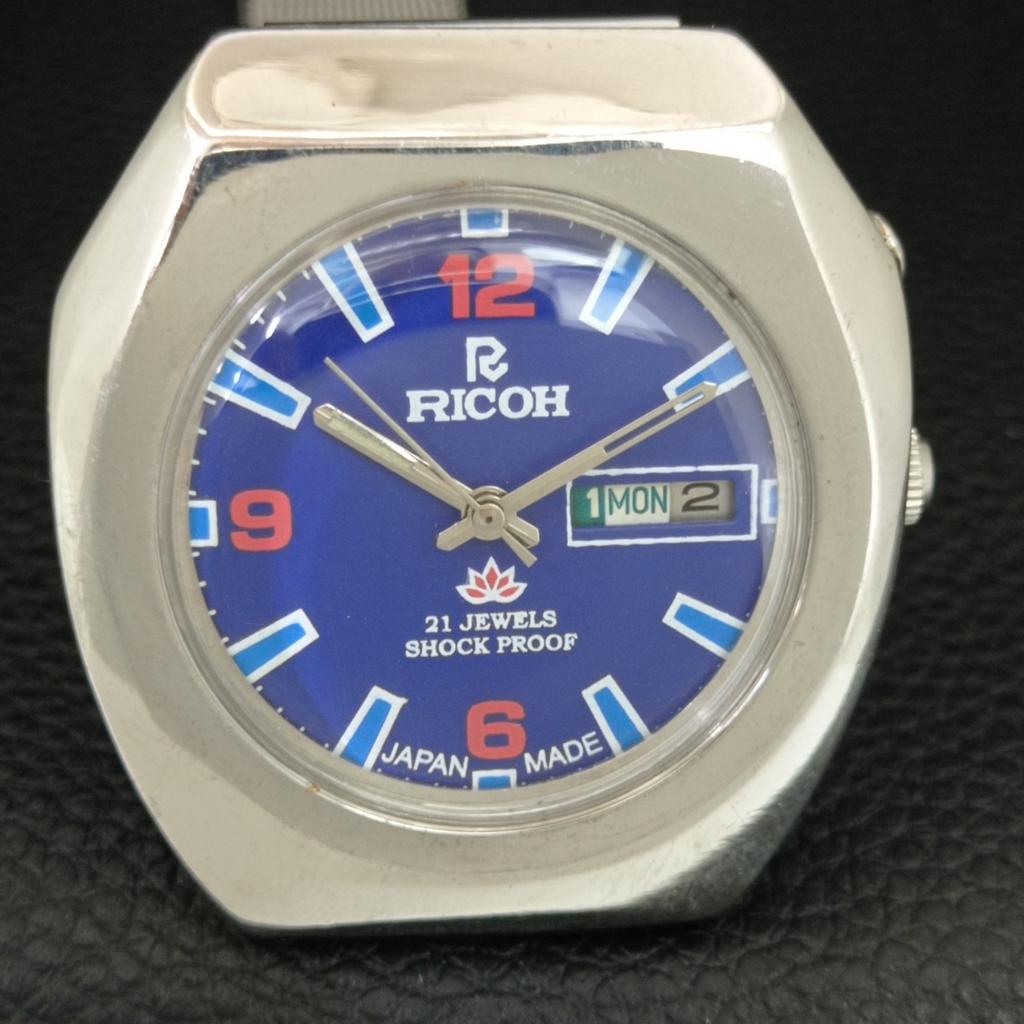Ricoh R31 АВТОМАТИЧЕСКИЕ ВИНТАЖНЫЕ ЯПОНСКИЕ МУЖСКИЕ ЧАСЫ С СИННИМ ЦИФЕРБЛАТОМ a707608-1