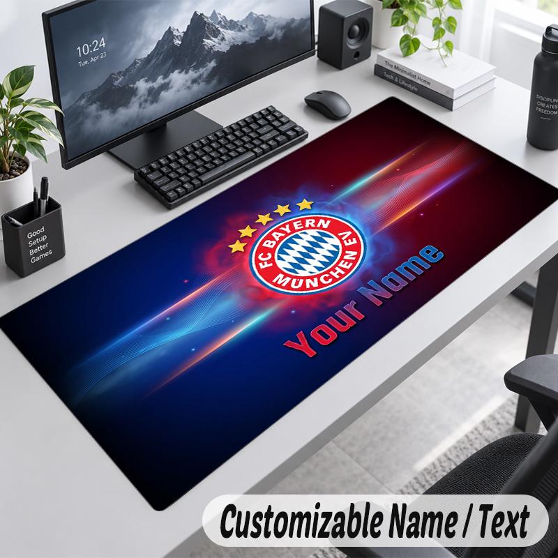 Custom Name Text Mouse Pad Bayern Munich Personalized Desk Pad For Work And Gaming