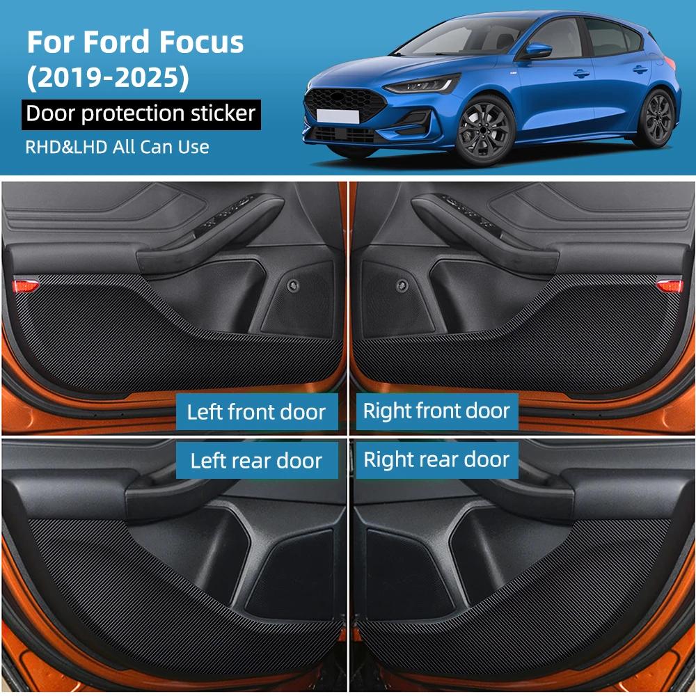 Декоративная защитная накладка на дверь автомобиля от пинков для Ford Focus Mk4 2024 2025 Кожаный карбоновый коврик