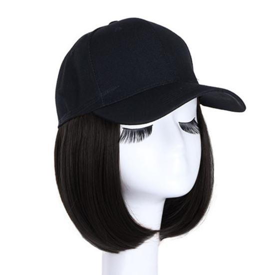 Бейсбольная шляпа, короткий прямой парик, натуральное термостойкое высокотемпературное волокно, коричневая, черная шляпа из синтетических волос для девочек