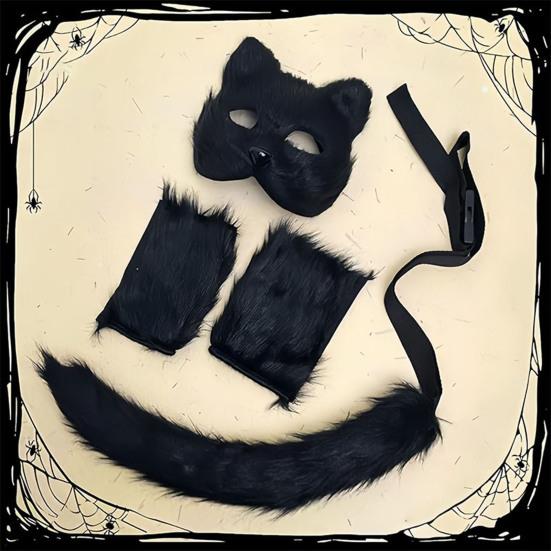 Yousheng 1 комплект косплей поддельный лисий хвост варежки маска набор мягкий пушистый плюшевый регулируемая окружность талии противоскользящий для выступлений клубные танцы пати