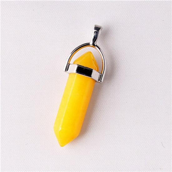 Hexagonal Agate Bullet Quartz Crystal Pendant Necklace