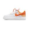 Nike Air Force 1 Шнурок-затяжка Кожаные Повседневные Скользкие Устойчивые к истиранию Низкие Детские Скейтбордические Кроссовки Белый Оранжевый DR8410-181