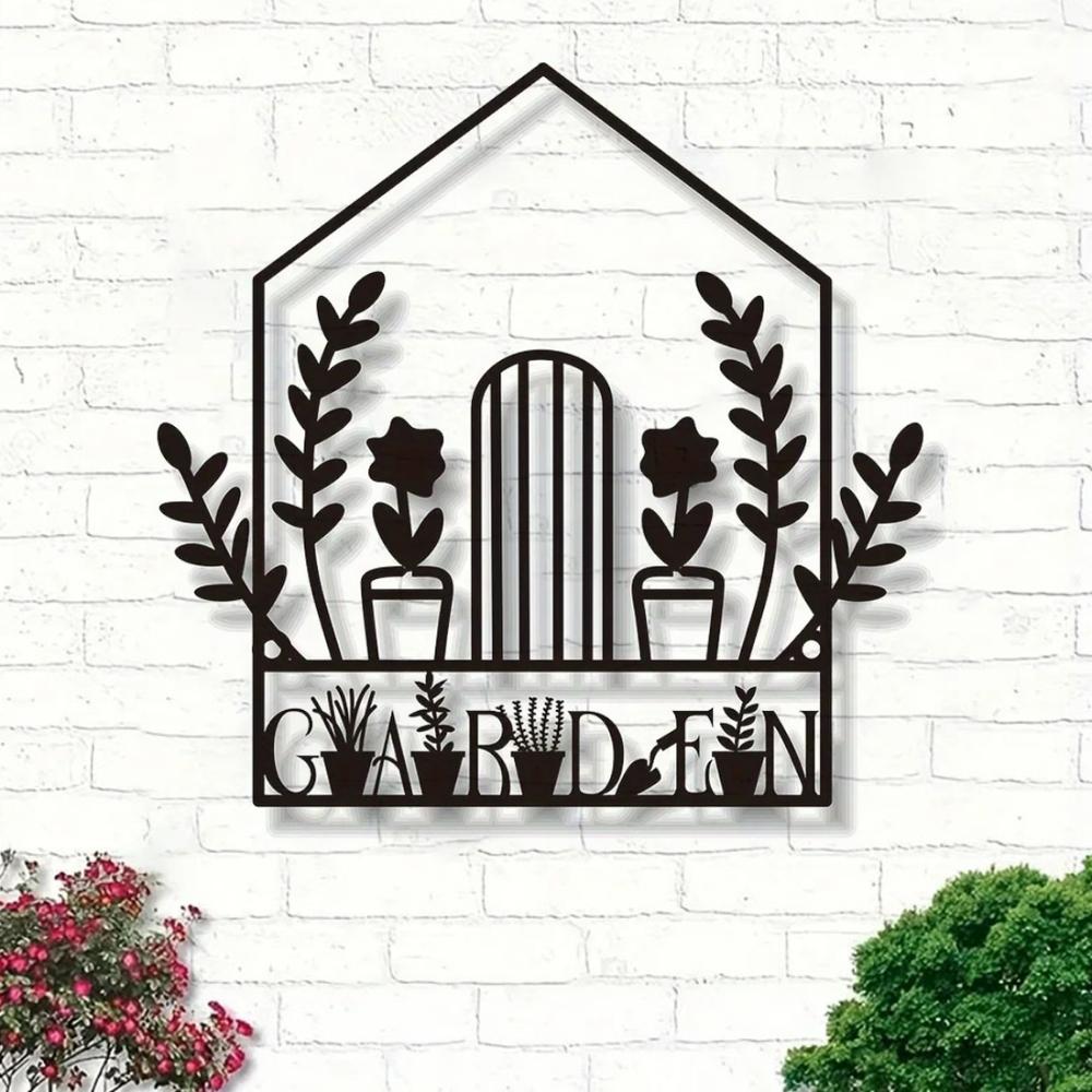 Stylish 1pc Metal Garden Sign - Wall Art for Gardens. Aesthetic Yard and Greenhouse Decor, Ideal Outdoor Ornament with a Garden