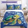 3pcs Custom Name Turtle Bedding Set Duvet Cover Closure Includes 1 Duvet Cover & 2 Pillowcases, Soft and Comfortable for All Seasons.